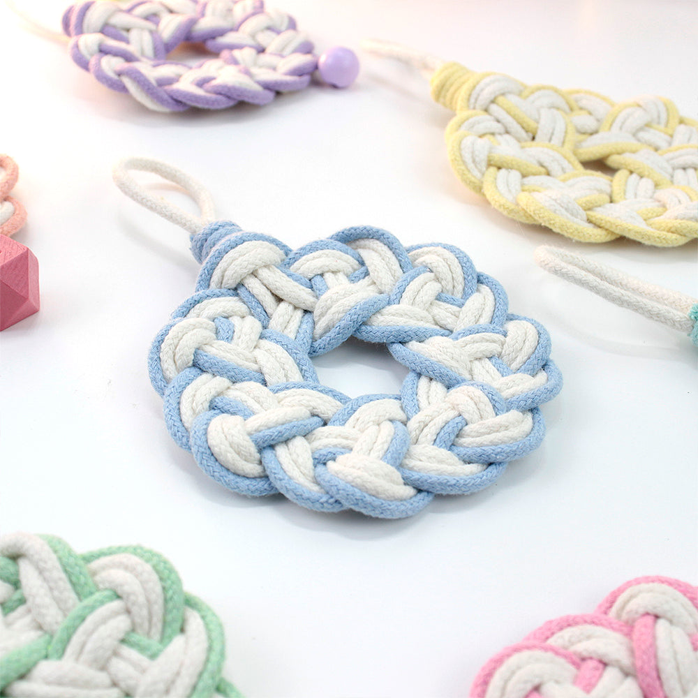Macrame Kit Round Lace Coaster Weaving Kit | Light Color Elegance | Color Edging | Heat Pad | Beginner Weaving | Fits Most Cups