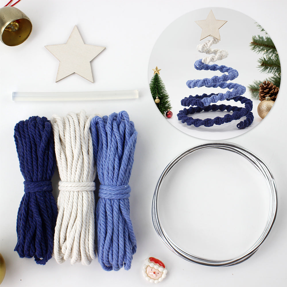 Gradient Half-Knot Christmas Tree Weaving Kit Macrame Kit | Polyester Rope | Holiday DIY Gift | Home Decor | Beginner-Suitable | Tabletop Decor