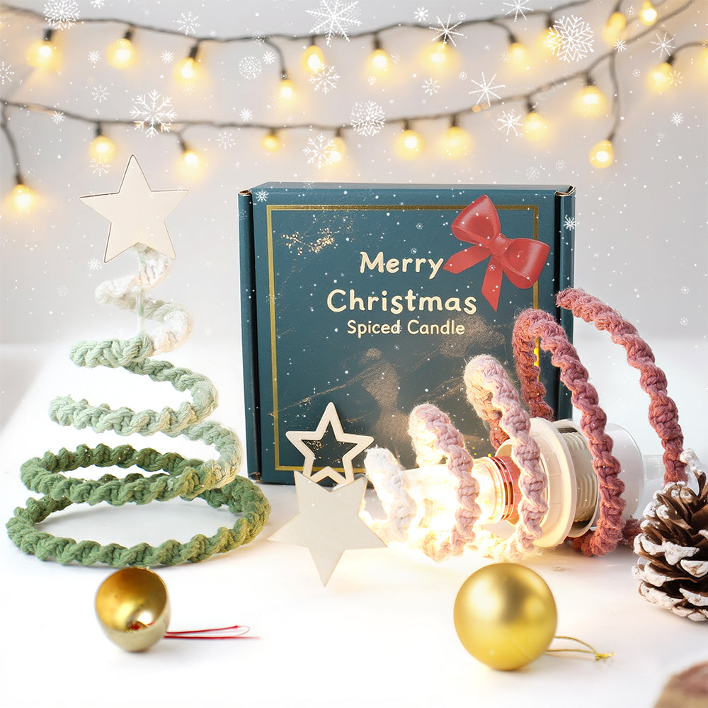 Gradient Half-Knot Christmas Tree Weaving Kit Macrame Kit | Polyester Rope | Holiday DIY Gift | Home Decor | Beginner-Suitable | Tabletop Decor