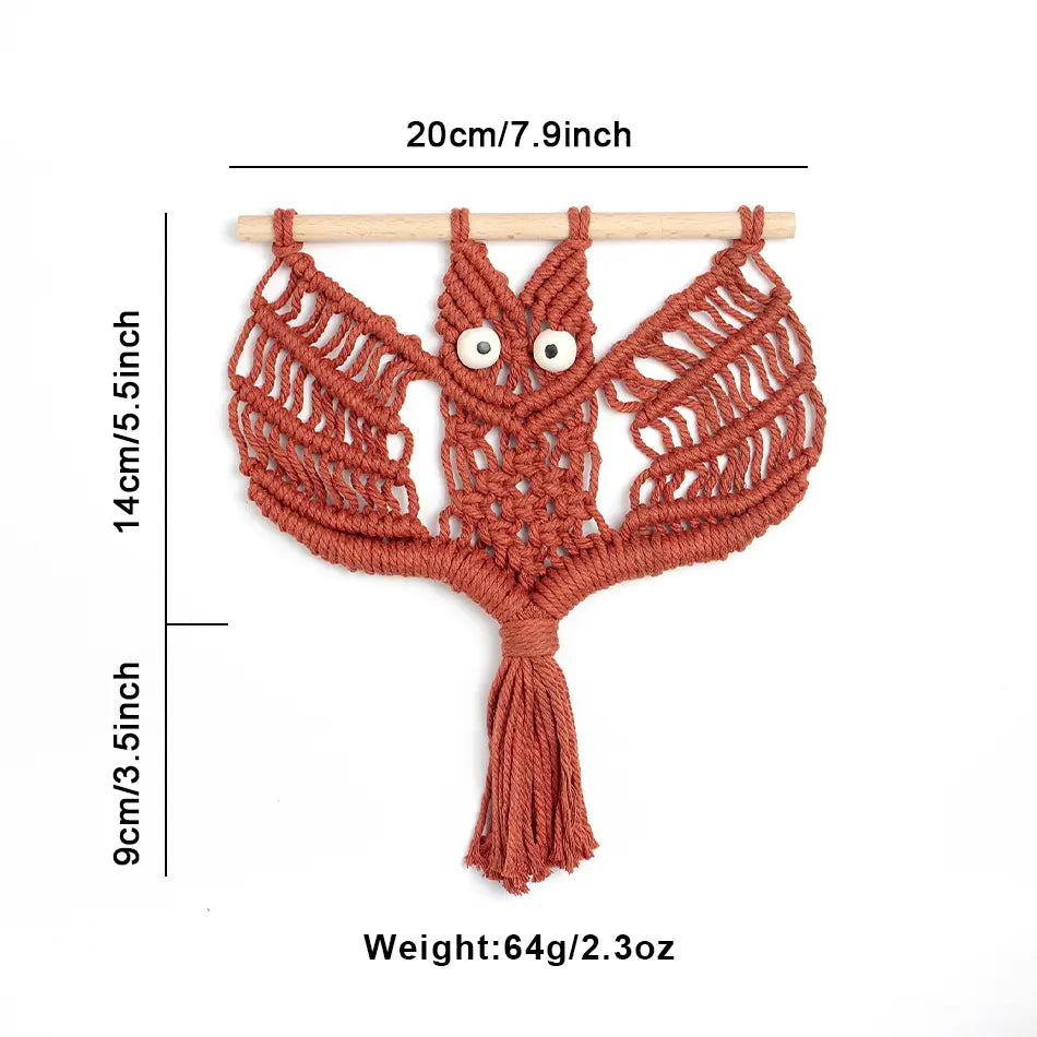 Macrame Kit for Beginners, Boho Halloween Bat Wall Hanging DIY Kit, Decor Gift