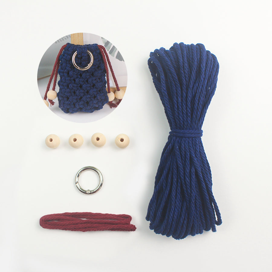 Macrame Kit Drawstring Earphone Bag Weaving Kit | Bohemian Style | Hangable on Big Bags | Beginner-Friendly