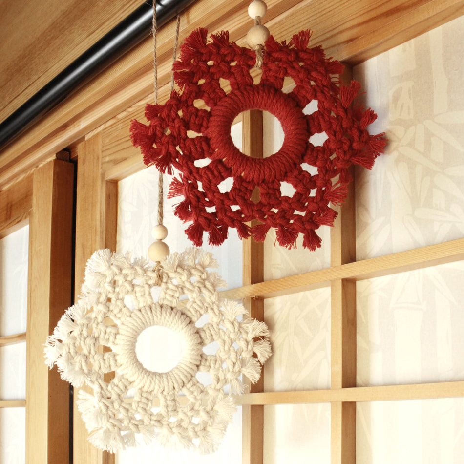 Christmas Snowflake Weaving Kit Macrame Kit | Car/Bag Pendant | Holiday DIY Gift | Beginner-Suitable| Exquisite Snowflake Pattern | Multi-Scene Pendant