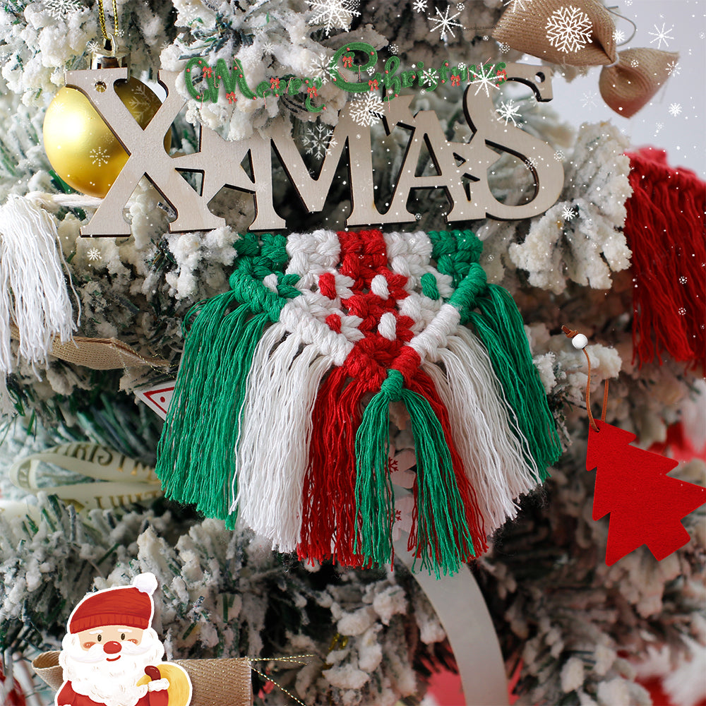 Festive Macrame Bunting Kit - Beginner DIY Christmas Banner, Macrame Garland, Home & Holiday Decoration Gift Beginner-Friendly