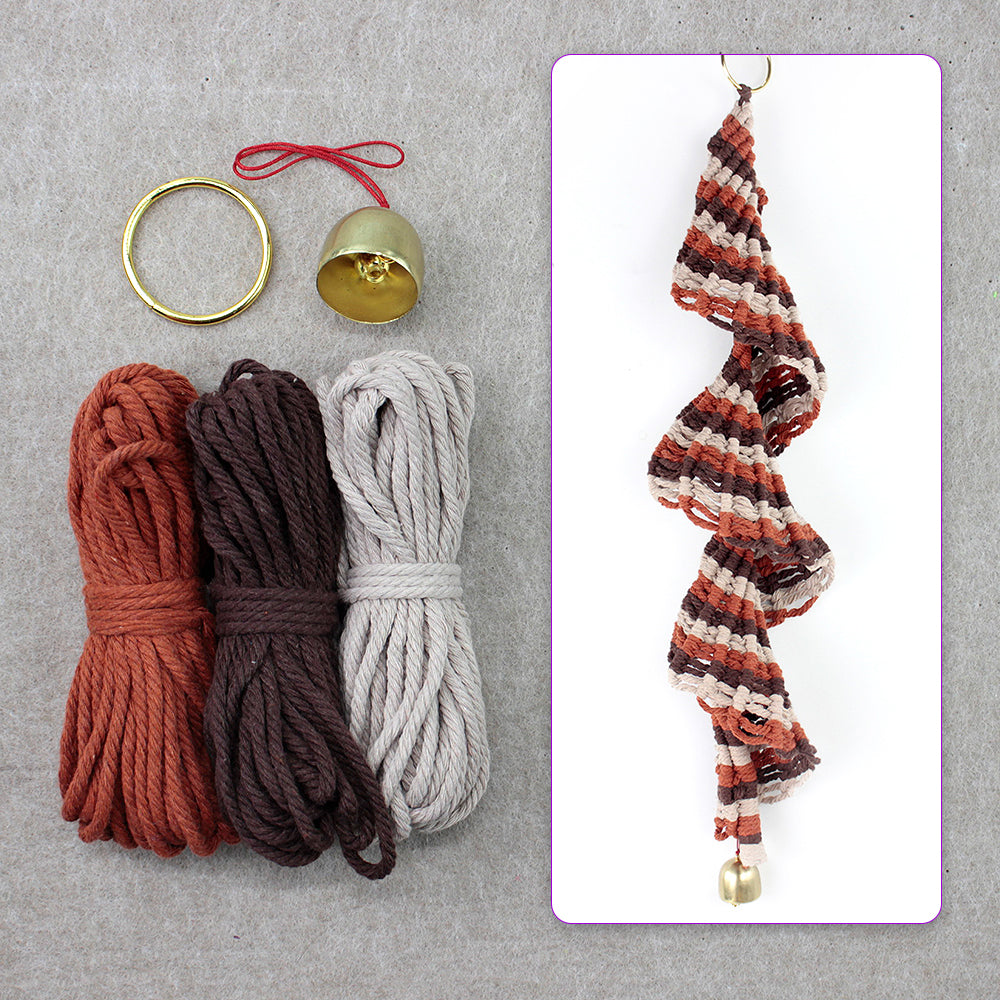 Macrame Kit Spiral Wind Chime Weaving Kit | Gradient Color | Wave Shape | Gold Bell | Beginner Weaving