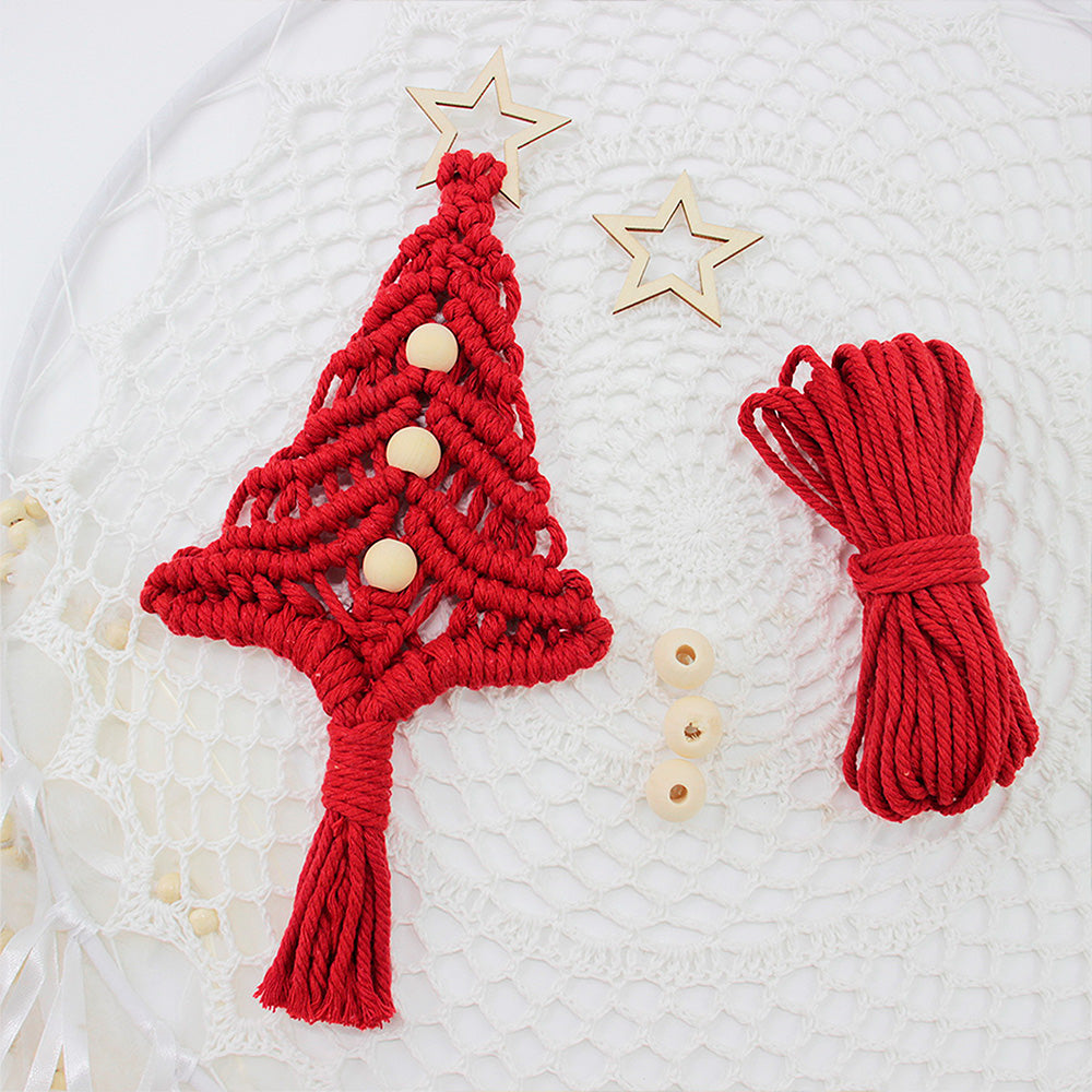 Beginner-Friendly DIY Wooden Bead Christmas Tree Macrame Kit - Holiday Decoration Pendant, Home & Car Christmas Ornament