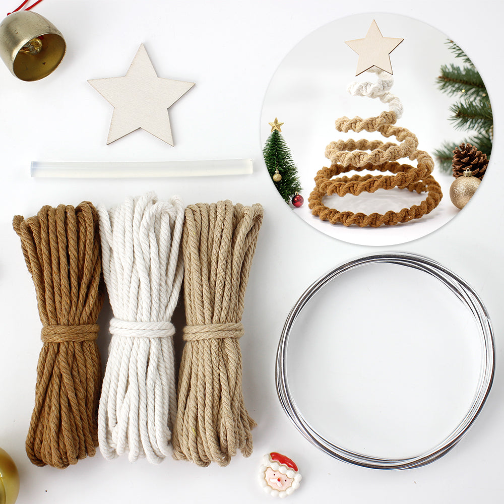 Gradient Half-Knot Christmas Tree Weaving Kit Macrame Kit | Polyester Rope | Holiday DIY Gift | Home Decor | Beginner-Suitable | Tabletop Decor
