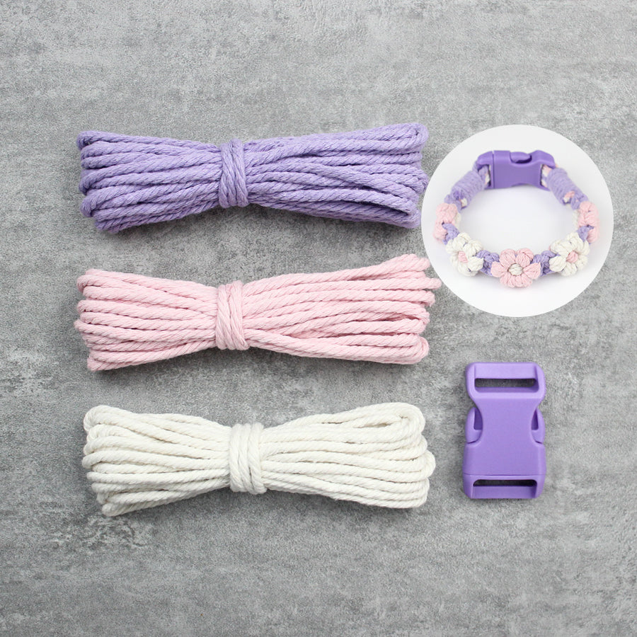 Macrame Kit Daisy Flower Pet Collar Weaving Kit | 3-Color Comfort Match | Adjustable Length | Pet Accessory | Beginner-Friendly