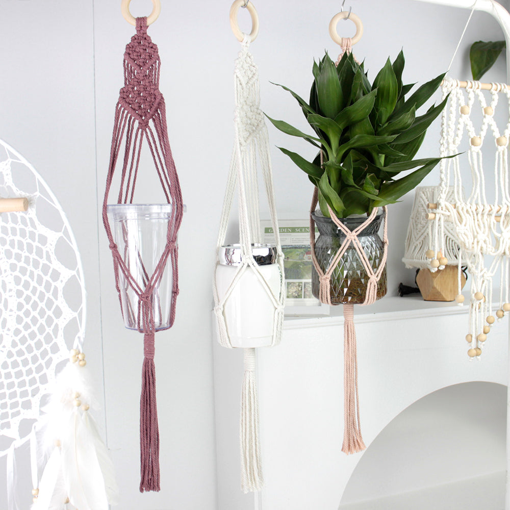 Macrame Kit Long Tassel Small Plant Hanger Weaving Kit | For Small-Medium Pots | Hanging Design | Space-Saving | Beginner-Friendly