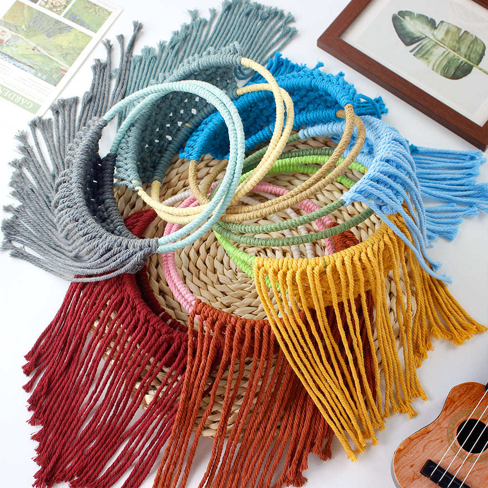 Macrame Kit Round Storage Basket Weaving Kit | Bohemian Style | Wall-Mounted Storage | Shelf | Beginner Weaving