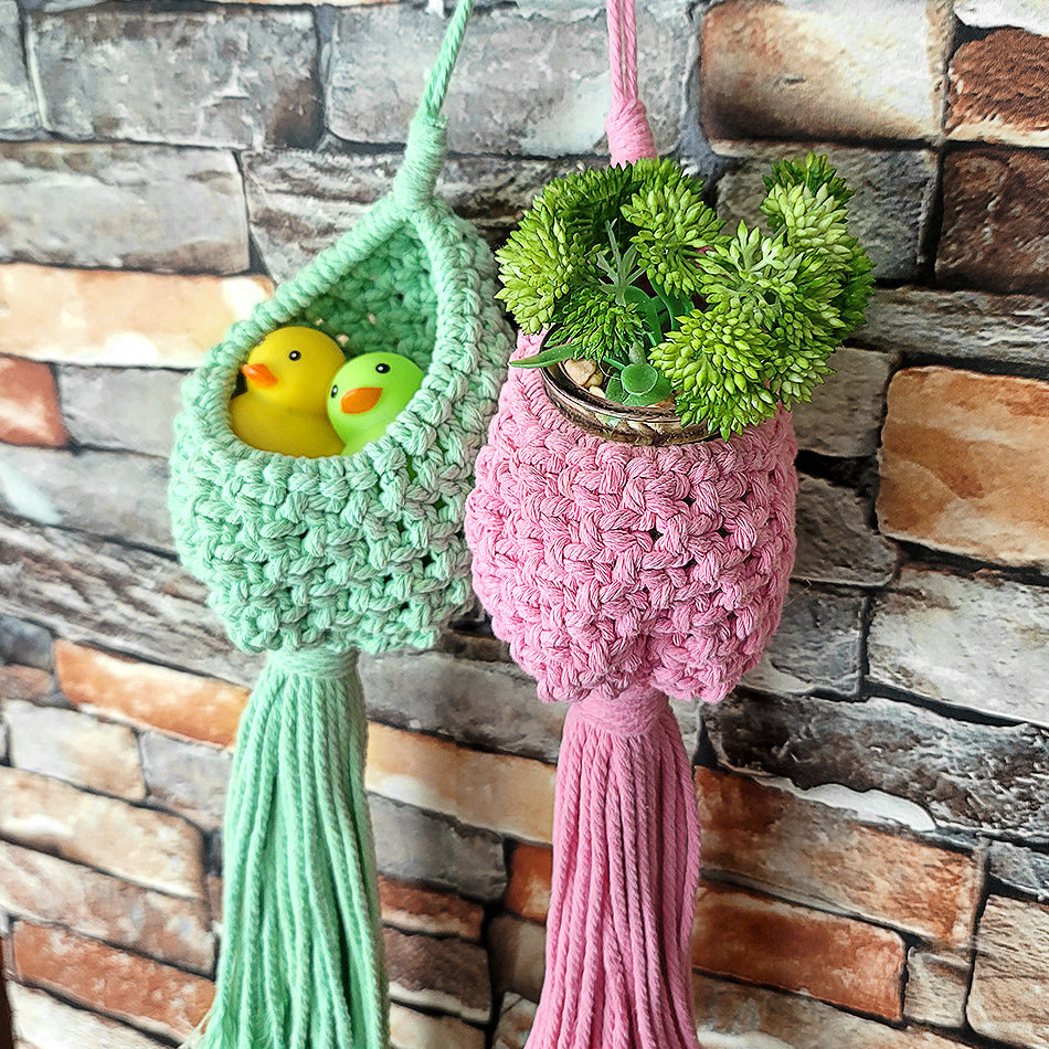 Mini Eggshell-Shaped Macrame Kit for Beginners - DIY Woven Hanging Basket, Home Decor Plant Hammock, Storage Basket,Mini Hanging Storage Basket, Home Plant Corner Decor