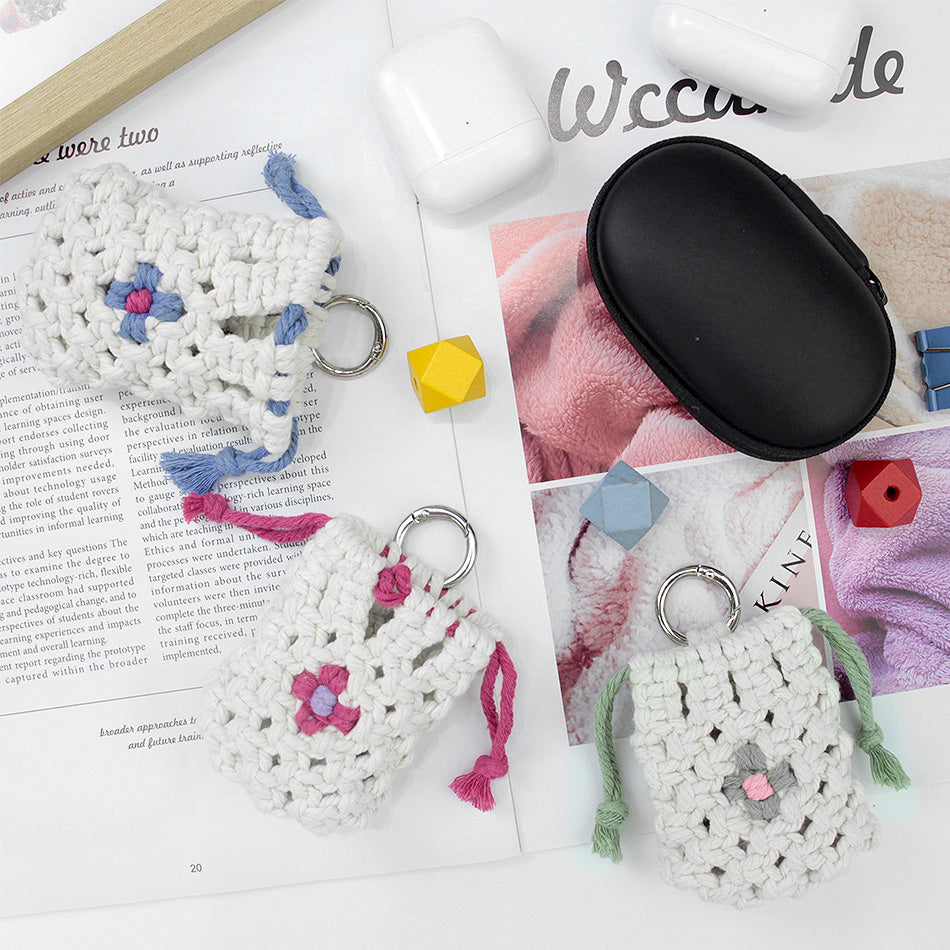 Daisy Earphone Bag Weaving Kit Macrame Kit | Drawstring Design | Adjustable Size | DIY Gift