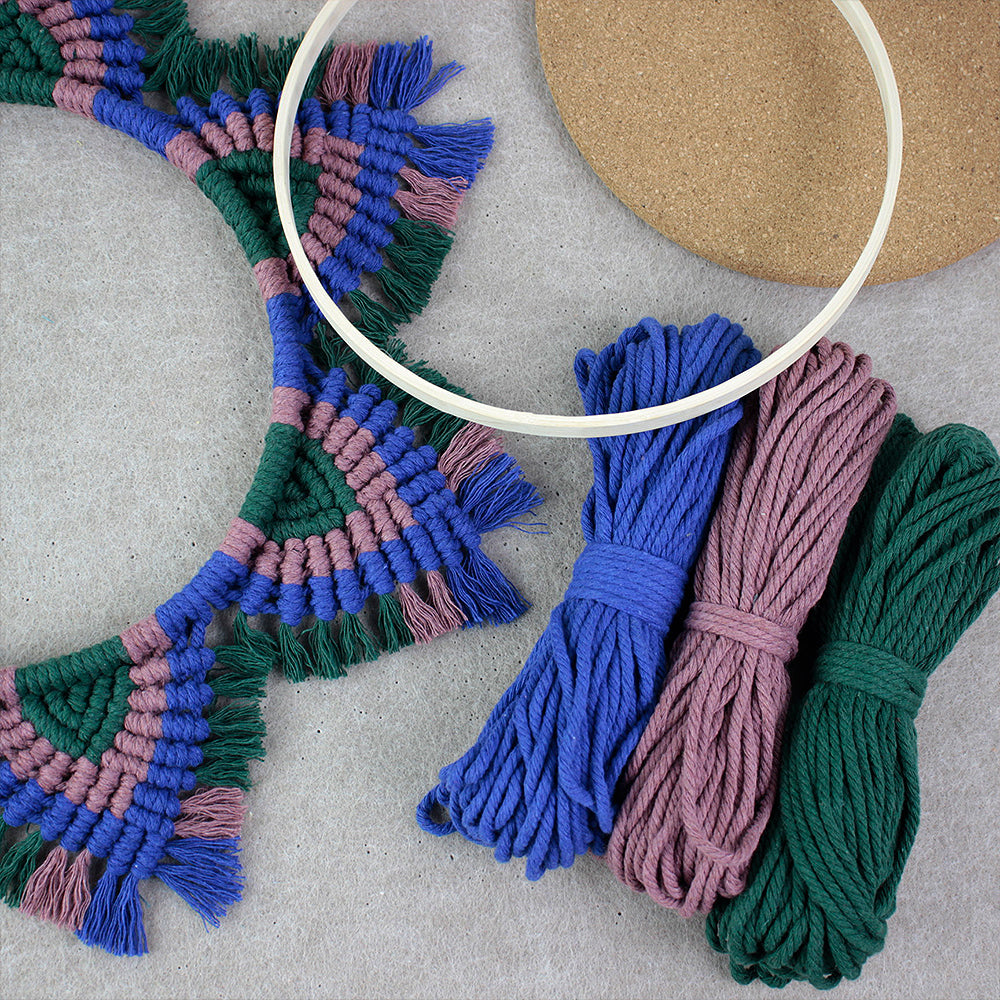 Macrame Kit Mandala Ring Macrame Kit | 3-Color Combination | Bedroom/Living Room Decor | Beginner-Friendly | DIY Gift