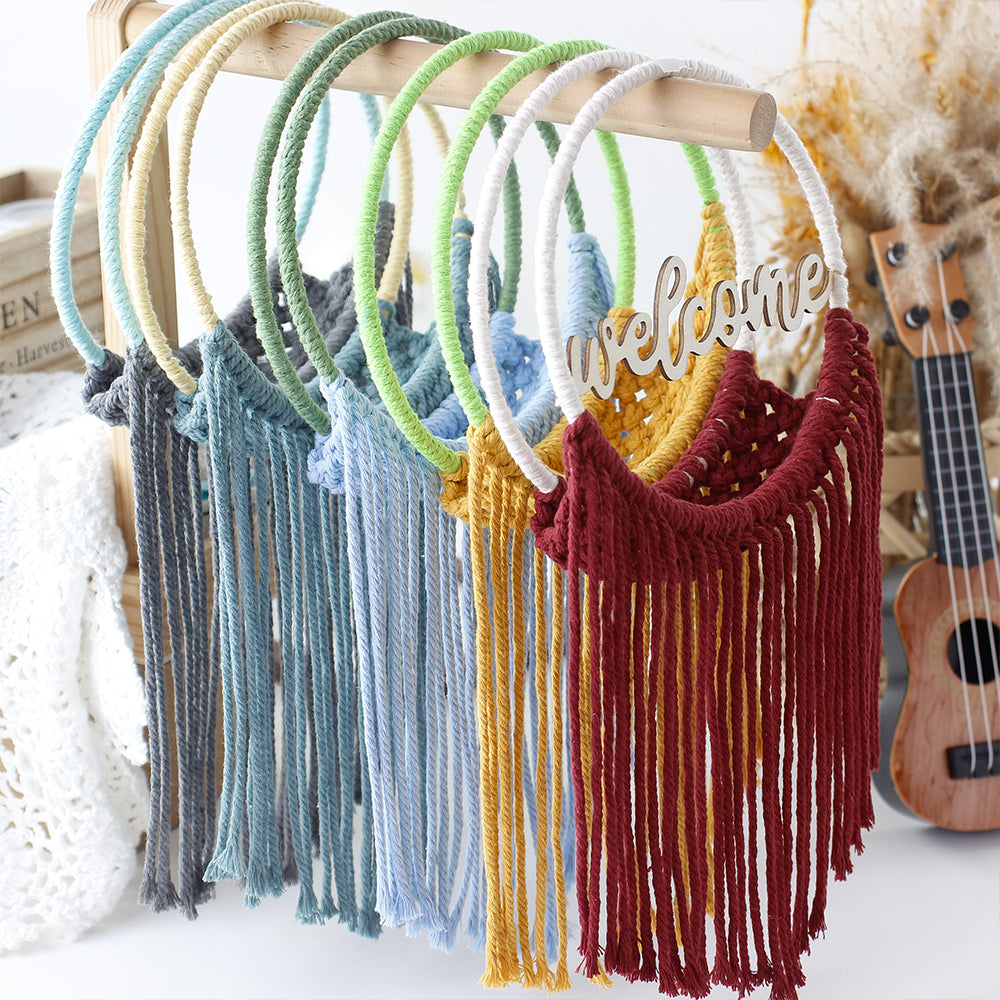 Macrame Kit Round Storage Basket Weaving Kit | Bohemian Style | Wall-Mounted Storage | Shelf | Beginner Weaving