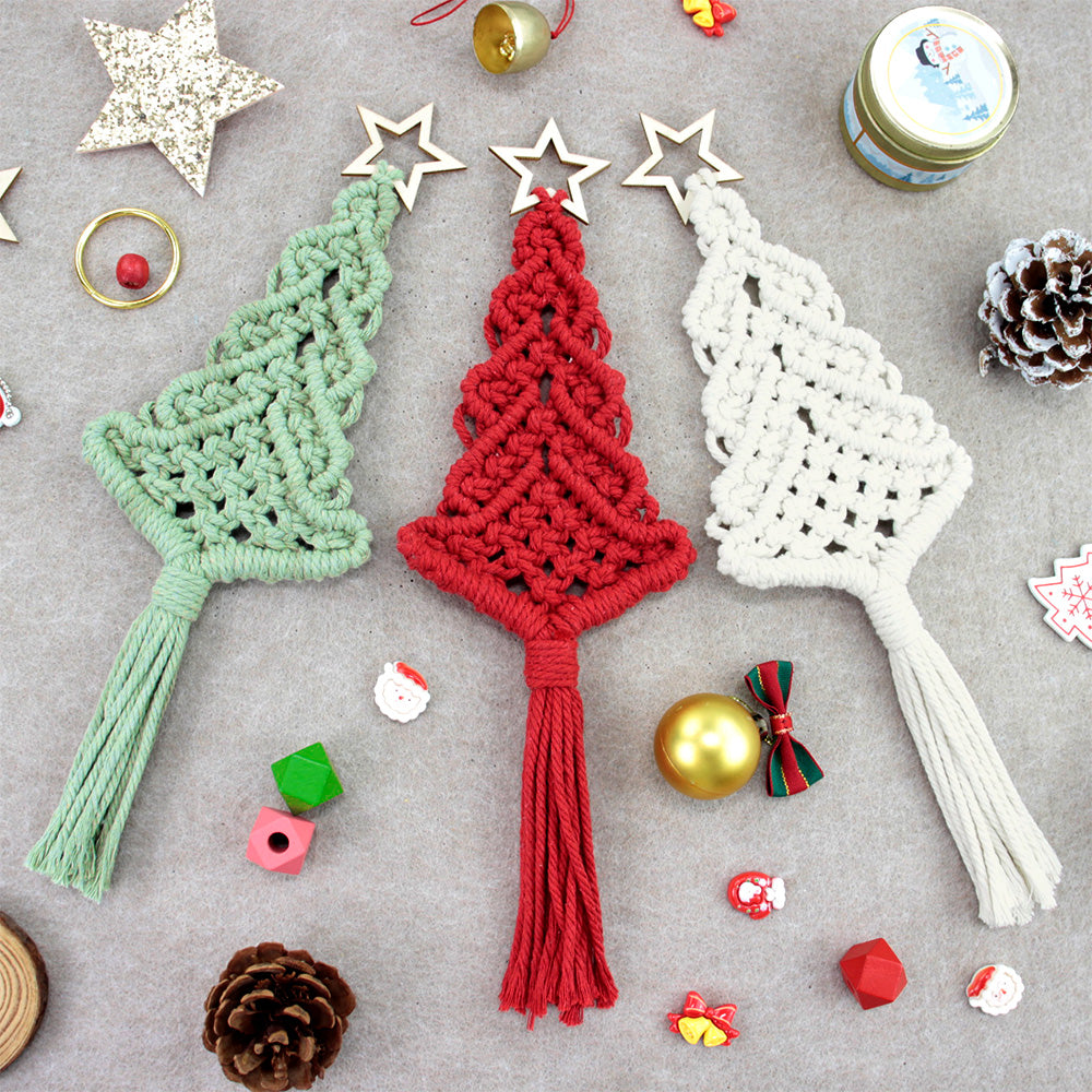 Christmas Tree Weaving Kit Macrame Kit | Tassel Trunk | Car/Home Pendant | Holiday DIY Gift | Beginner-Suitable