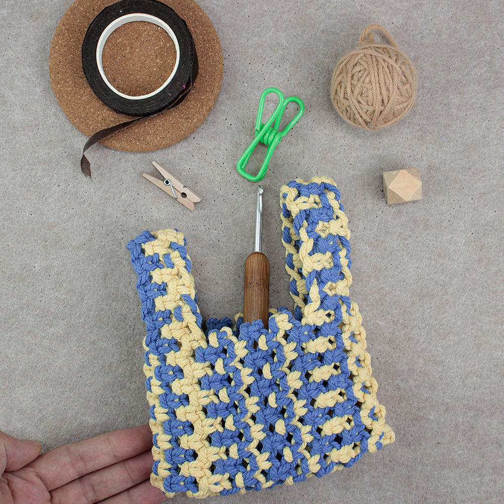 Macrame Kit Mini Tote Weaving Kit | Contrast/Gradient/Adjacent Colors | Hangable on Big Bags | Beginner-Friendly | DIY Gift