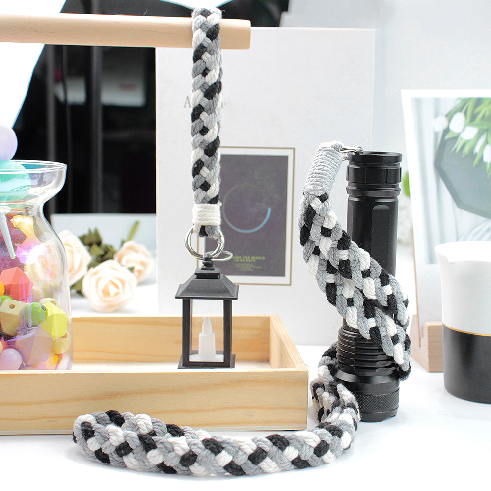 Macrame Kit 4-Strand Braid Keychain Combo Kit | Anti-Lost String/Bag Strap | English Tutorial | Beginner-Friendly | Handmade Gift