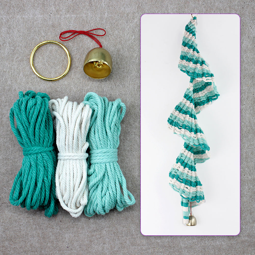 Macrame Kit Spiral Wind Chime Weaving Kit | Gradient Color | Wave Shape | Gold Bell | Beginner Weaving
