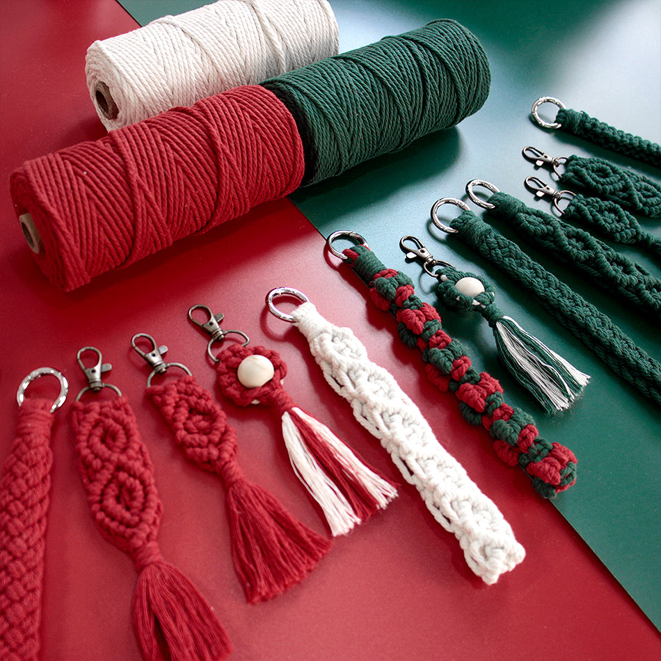 Macrame Kit Christmas Series Weaving Kit | 10 Tutorials | Keychain/Wristband/Christmas Ring | Beginner Weaving