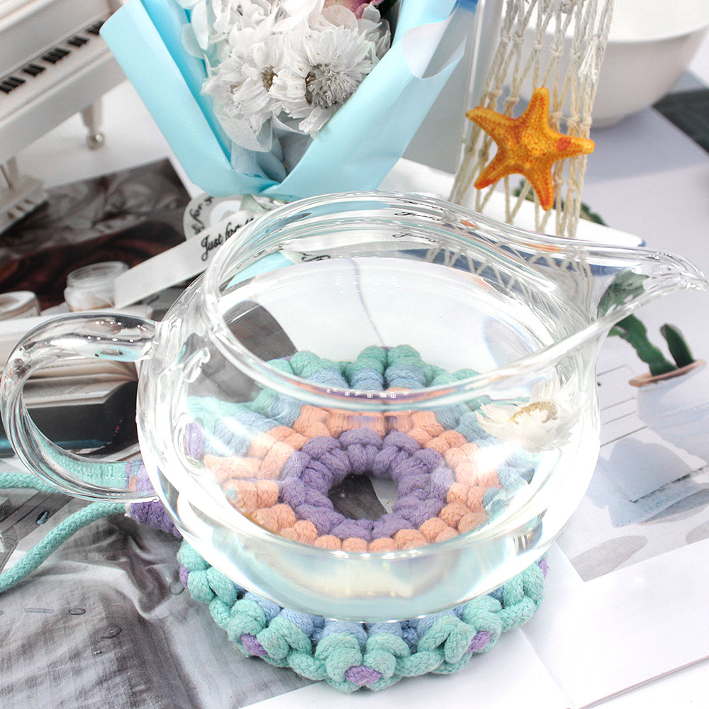Sunflower Coaster Weaving Kit Macrame Kit | Hangable Decoration | Fits Most Cups | Heat Pad | Beginner-Friendly| Heat-Resistant Table Guard