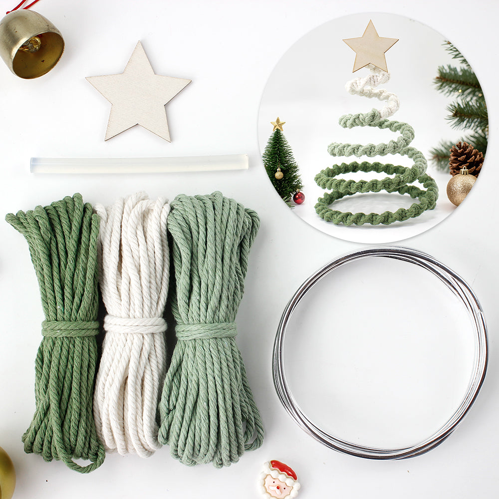 Gradient Half-Knot Christmas Tree Weaving Kit Macrame Kit | Polyester Rope | Holiday DIY Gift | Home Decor | Beginner-Suitable | Tabletop Decor