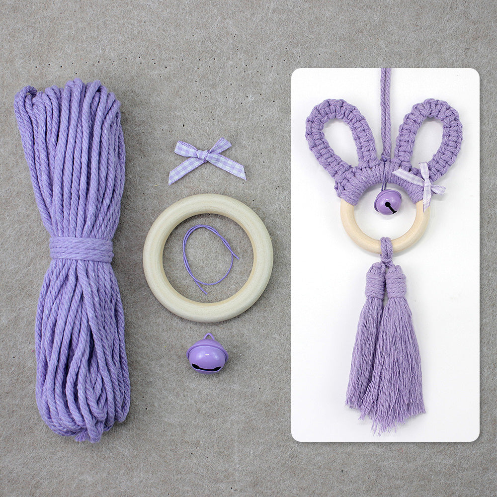 Macrame Kit Rabbit Ear Car Ornament Weaving Kit | Cute Rabbit | Animal Pendant | Beginner Weaving | Car Decoration | Handmade Gift