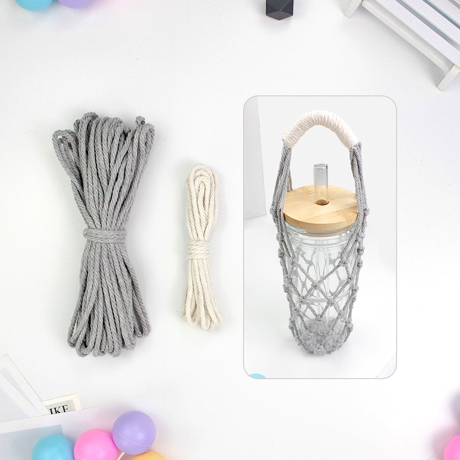 Hollow Cup Sleeve Weaving Kit Macrame Kit | 2-Color Weaving | Multi-Cup Fit | Anti-Chafing | DIY Gift| Beginner-Friendly
