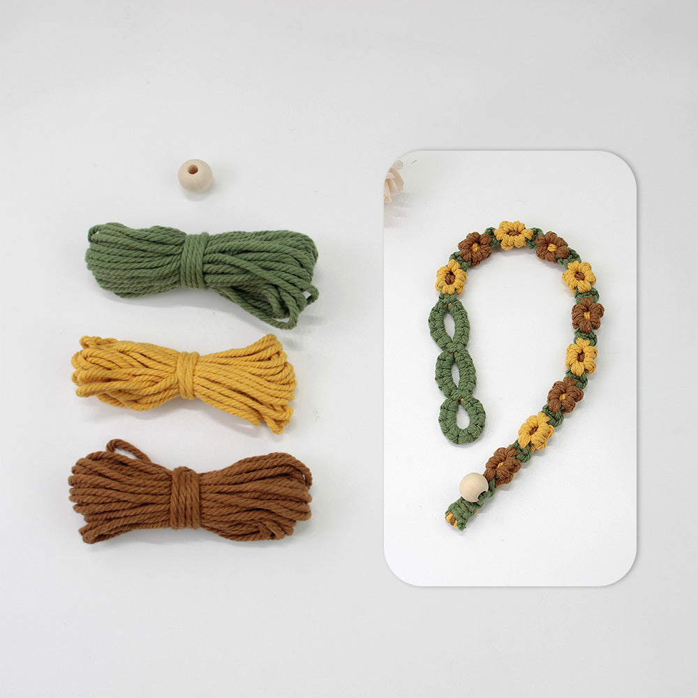 Macrame Kit Daisy Curtain Tieback Weaving Kit | Adjustable Strap | Organizing Band | Beginner Weaving | Exquisite Flower