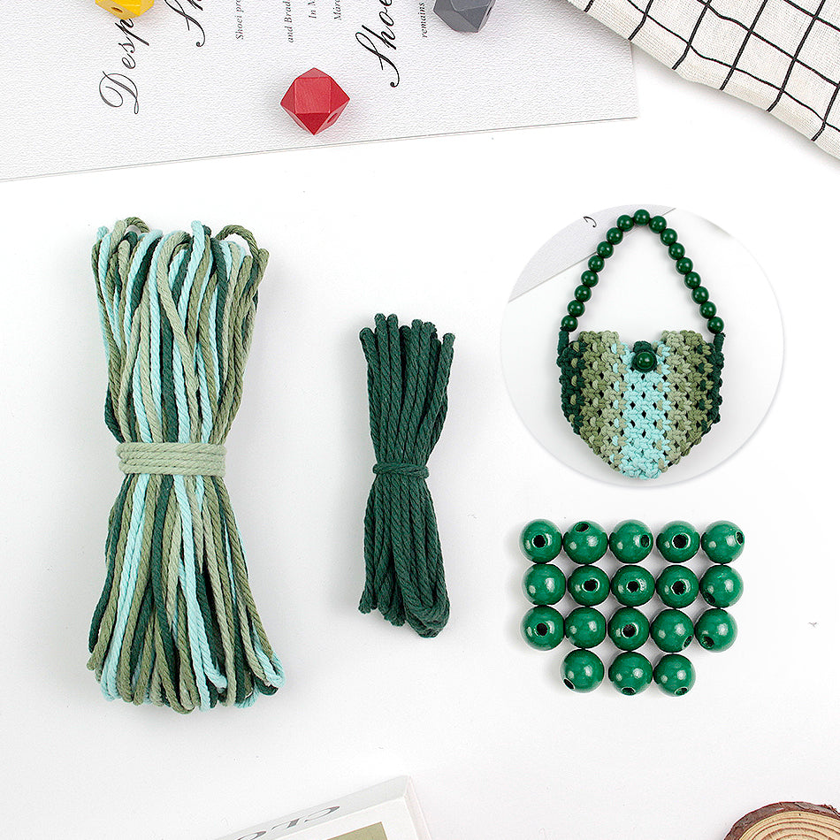 Macrame Kit Heart-Shaped Beaded Tote Weaving Kit | Dopamine Colors | Commute/Outing Use | Beginner-Friendly | DIY Gift