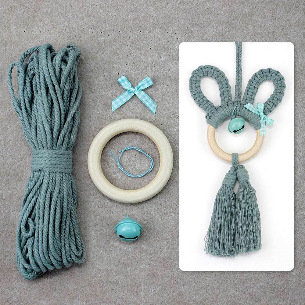 Macrame Kit Rabbit Ear Car Ornament Weaving Kit | Cute Rabbit | Animal Pendant | Beginner Weaving | Car Decoration | Handmade Gift