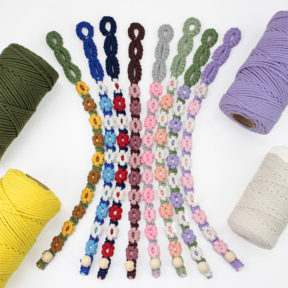 Macrame Kit Daisy Curtain Tieback Weaving Kit | Adjustable Strap | Organizing Band | Beginner Weaving | Exquisite Flower