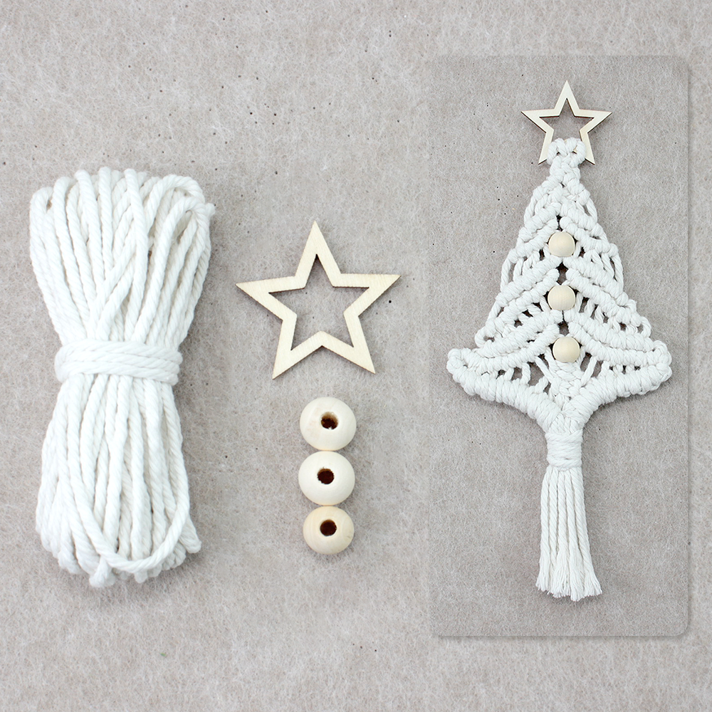 Beginner-Friendly DIY Wooden Bead Christmas Tree Macrame Kit - Holiday Decoration Pendant, Home & Car Christmas Ornament