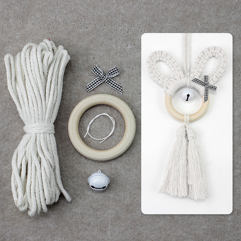 Macrame Kit Rabbit Ear Car Ornament Weaving Kit | Cute Rabbit | Animal Pendant | Beginner Weaving | Car Decoration | Handmade Gift
