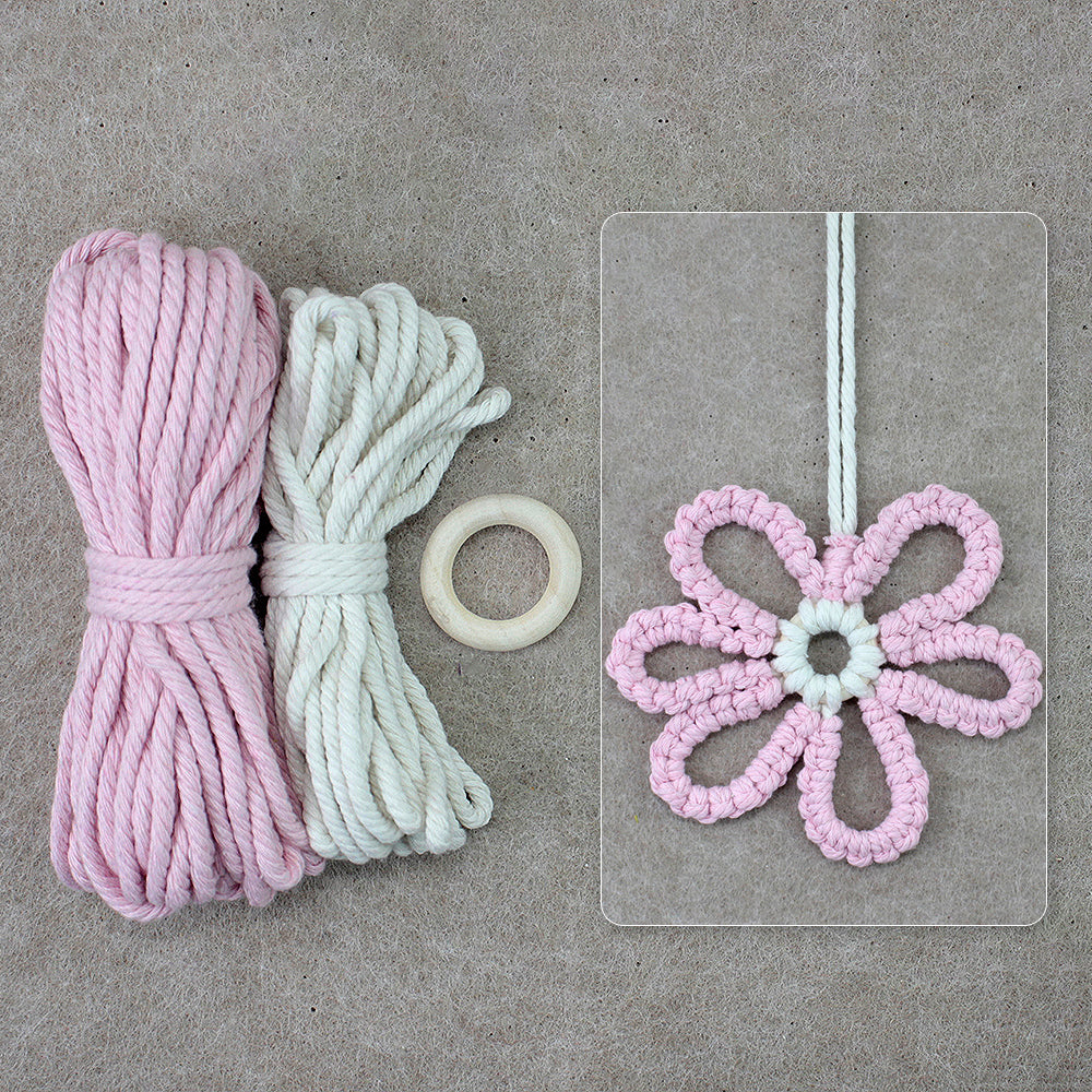 Six-Petal Flower Macrame DIY Kit - Polyester-Cotton Weaving Supplies with English Tutorial | Handmade Craft Set