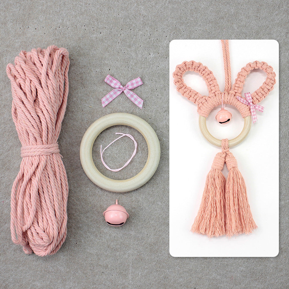 Macrame Kit Rabbit Ear Car Ornament Weaving Kit | Cute Rabbit | Animal Pendant | Beginner Weaving | Car Decoration | Handmade Gift