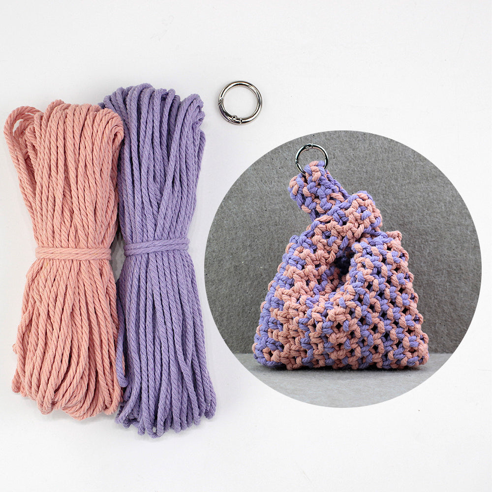 Macrame Kit Mini Tote Weaving Kit | Contrast/Gradient/Adjacent Colors | Hangable on Big Bags | Beginner-Friendly | DIY Gift