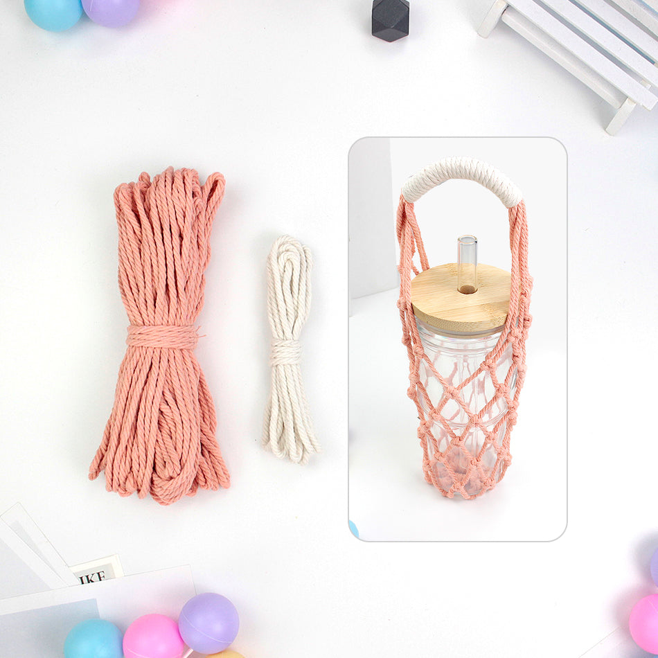 Hollow Cup Sleeve Weaving Kit Macrame Kit | 2-Color Weaving | Multi-Cup Fit | Anti-Chafing | DIY Gift| Beginner-Friendly