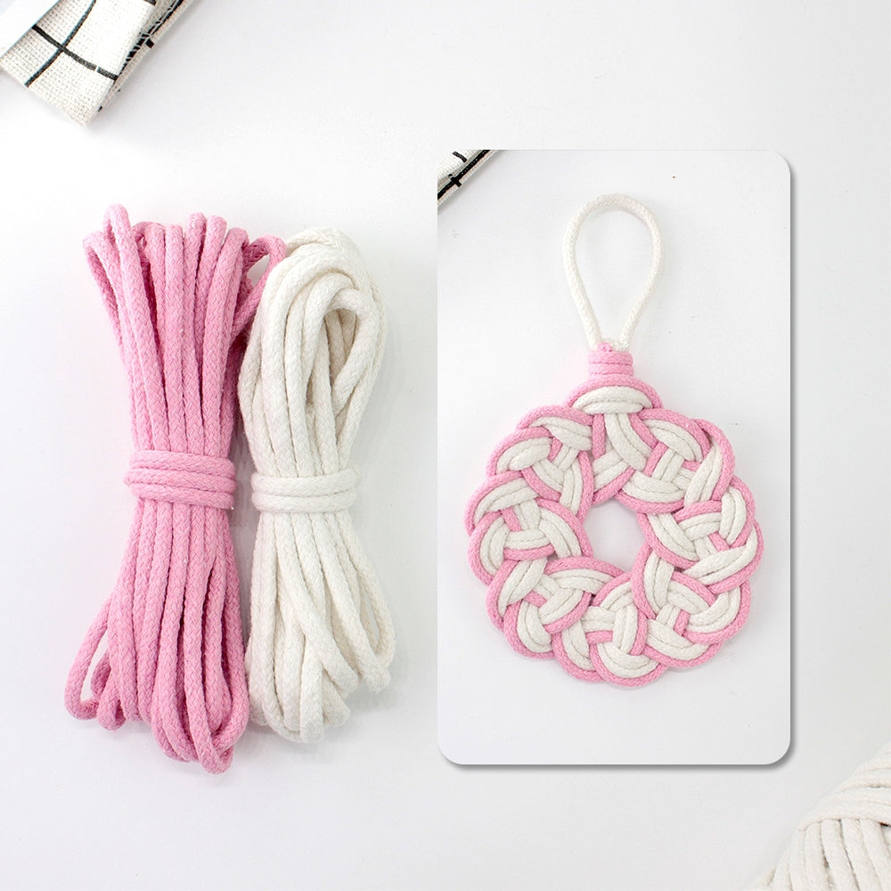 Macrame Kit Round Lace Coaster Weaving Kit | Light Color Elegance | Color Edging | Heat Pad | Beginner Weaving | Fits Most Cups