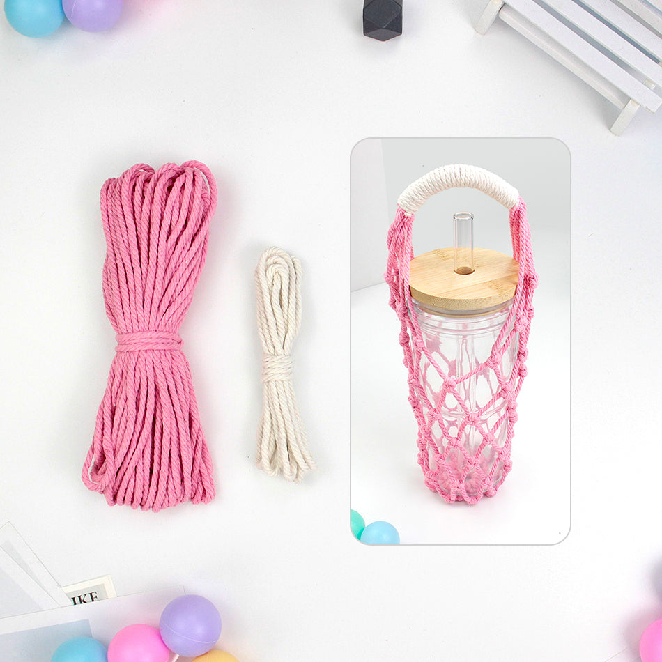 Hollow Cup Sleeve Weaving Kit Macrame Kit | 2-Color Weaving | Multi-Cup Fit | Anti-Chafing | DIY Gift| Beginner-Friendly