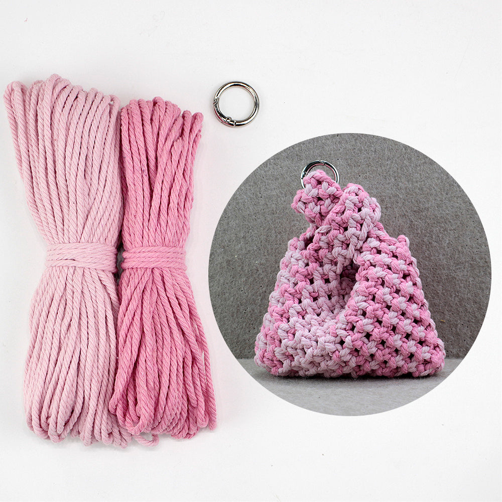 Macrame Kit Mini Tote Weaving Kit | Contrast/Gradient/Adjacent Colors | Hangable on Big Bags | Beginner-Friendly | DIY Gift