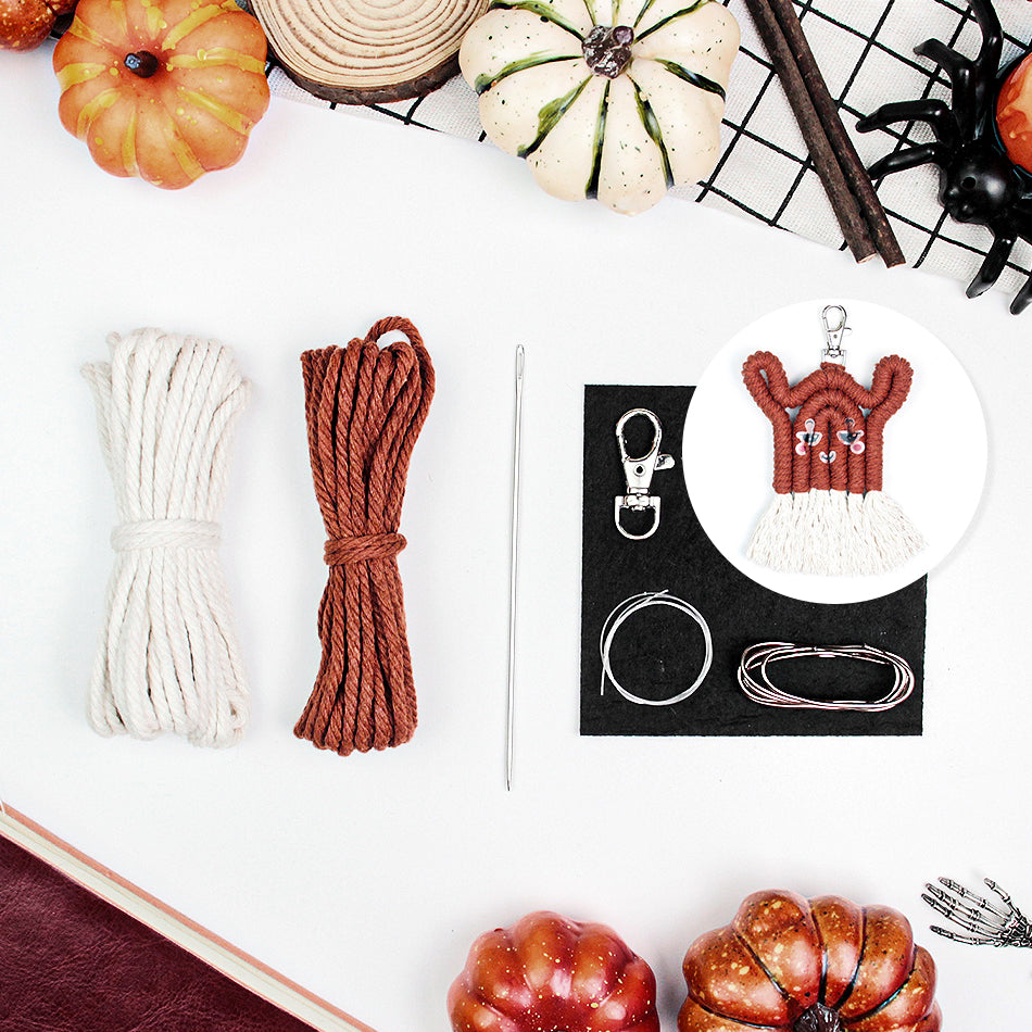 Halloween Ghost Macrame DIY Kit - Handmade Weaving Supplies with English Tutorial | Whimsical Holiday Craft Set