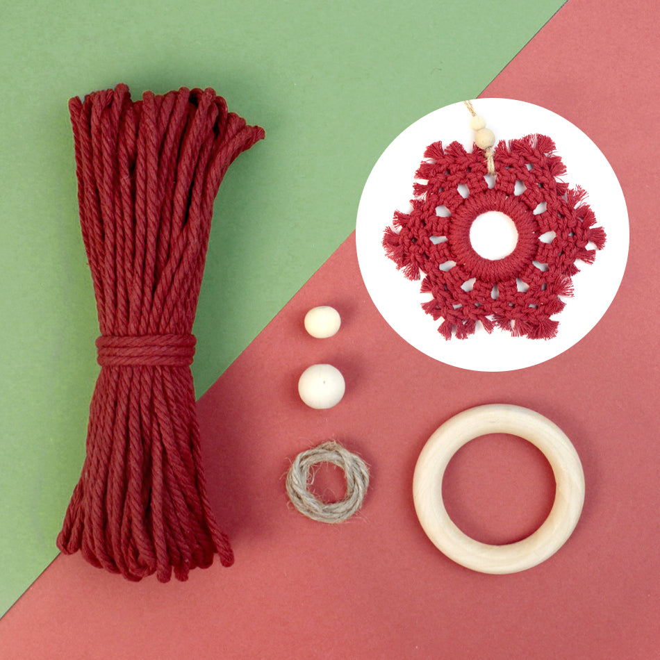 Christmas Snowflake Weaving Kit Macrame Kit | Car/Bag Pendant | Holiday DIY Gift | Beginner-Suitable| Exquisite Snowflake Pattern | Multi-Scene Pendant