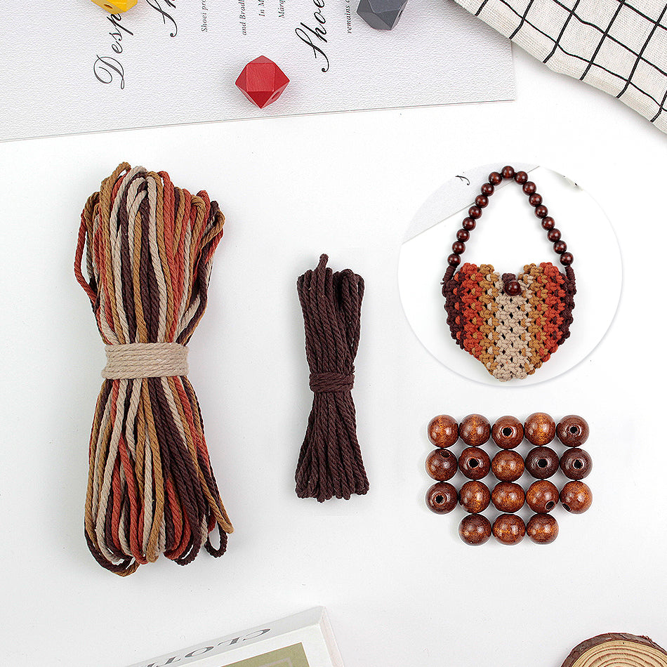 Macrame Kit Heart-Shaped Beaded Tote Weaving Kit | Dopamine Colors | Commute/Outing Use | Beginner-Friendly | DIY Gift