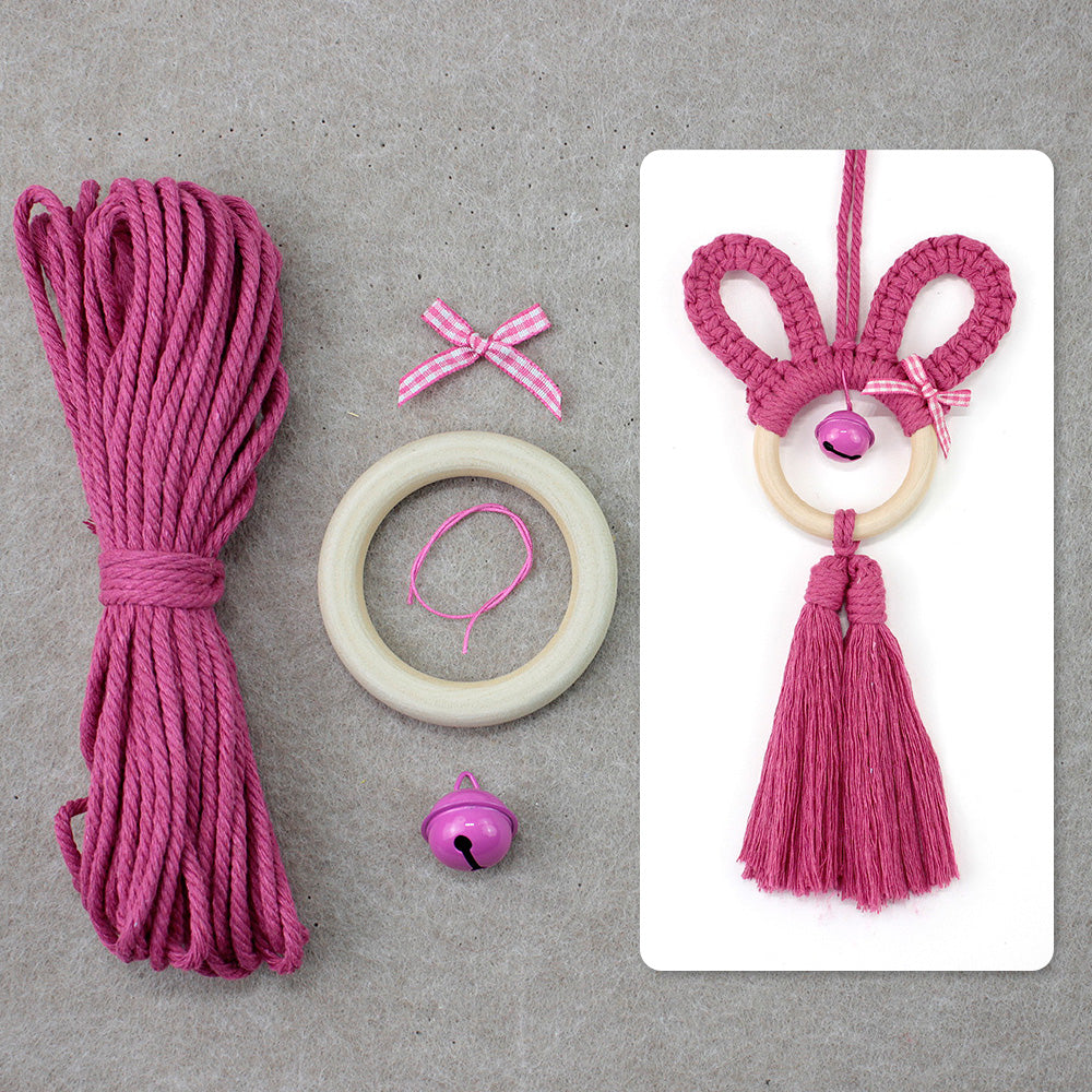 Macrame Kit Rabbit Ear Car Ornament Weaving Kit | Cute Rabbit | Animal Pendant | Beginner Weaving | Car Decoration | Handmade Gift