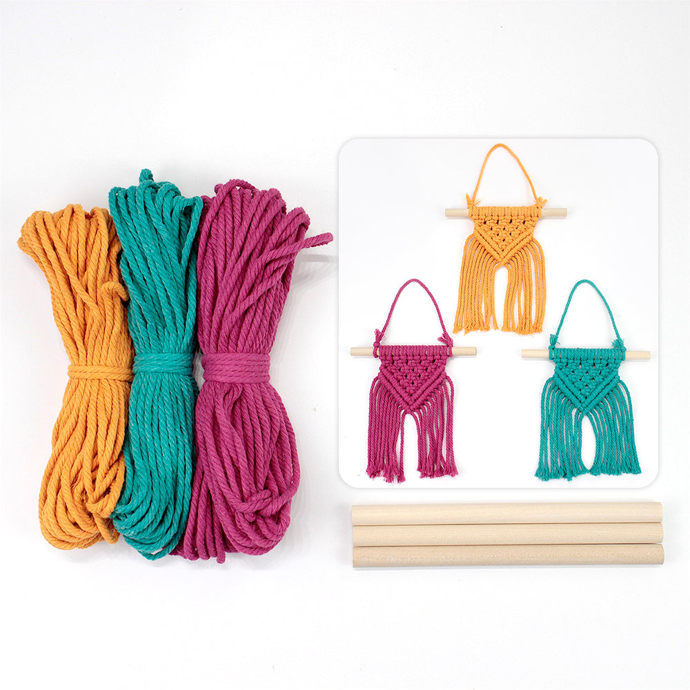 Macrame Kit 3pcs Mini Triangle Tasse| Small Pendant | English Tutorial | Premium Gift Box | Beginner-Friendly
