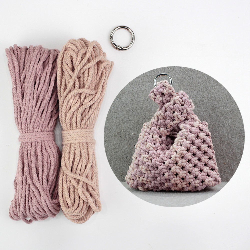 Macrame Kit Mini Tote Weaving Kit | Contrast/Gradient/Adjacent Colors | Hangable on Big Bags | Beginner-Friendly | DIY Gift