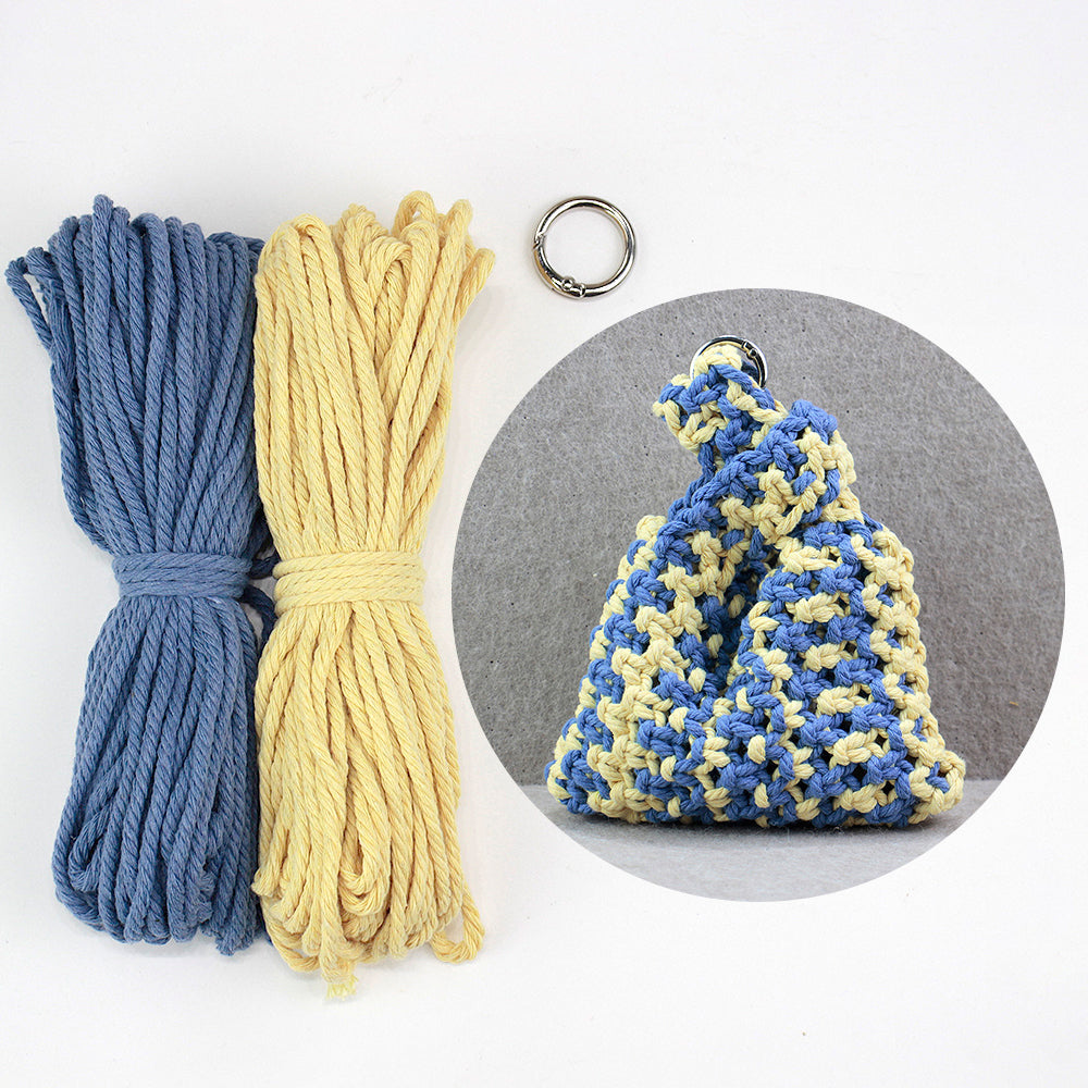 Macrame Kit Mini Tote Weaving Kit | Contrast/Gradient/Adjacent Colors | Hangable on Big Bags | Beginner-Friendly | DIY Gift