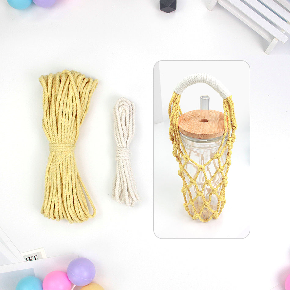 Hollow Cup Sleeve Weaving Kit Macrame Kit | 2-Color Weaving | Multi-Cup Fit | Anti-Chafing | DIY Gift| Beginner-Friendly