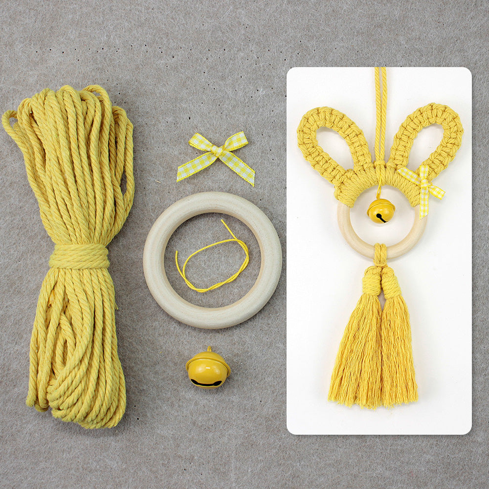 Macrame Kit Rabbit Ear Car Ornament Weaving Kit | Cute Rabbit | Animal Pendant | Beginner Weaving | Car Decoration | Handmade Gift