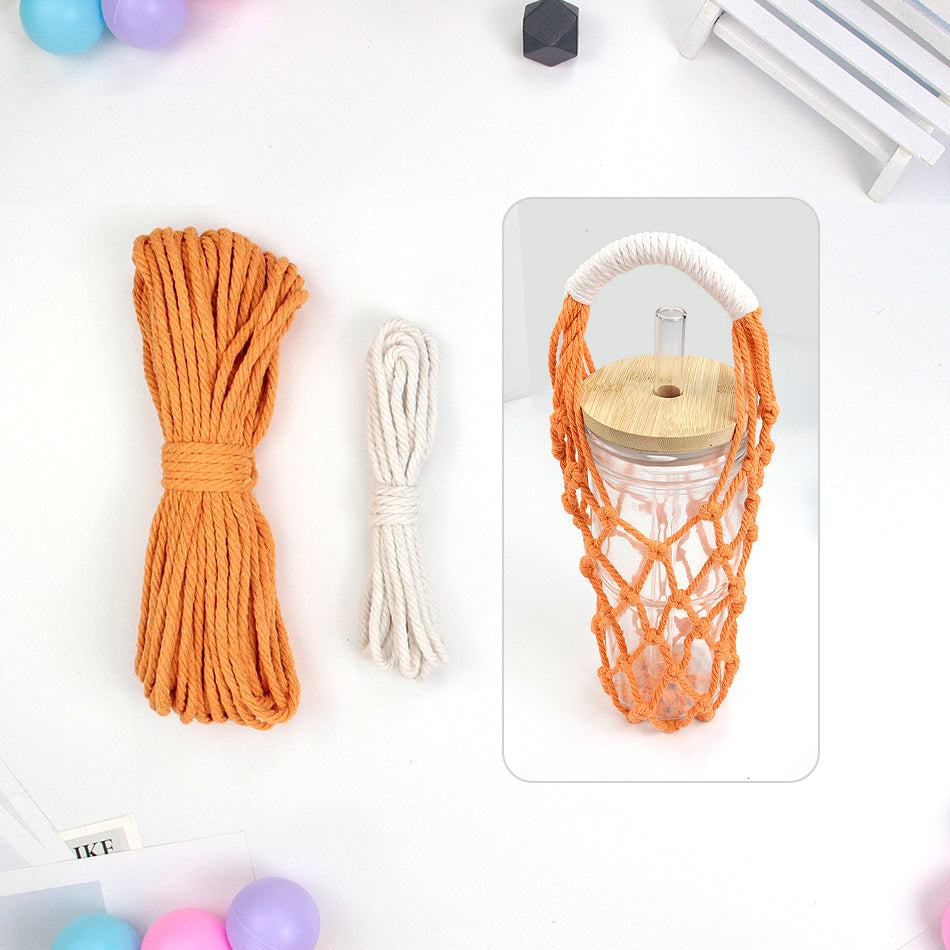Hollow Cup Sleeve Weaving Kit Macrame Kit | 2-Color Weaving | Multi-Cup Fit | Anti-Chafing | DIY Gift| Beginner-Friendly