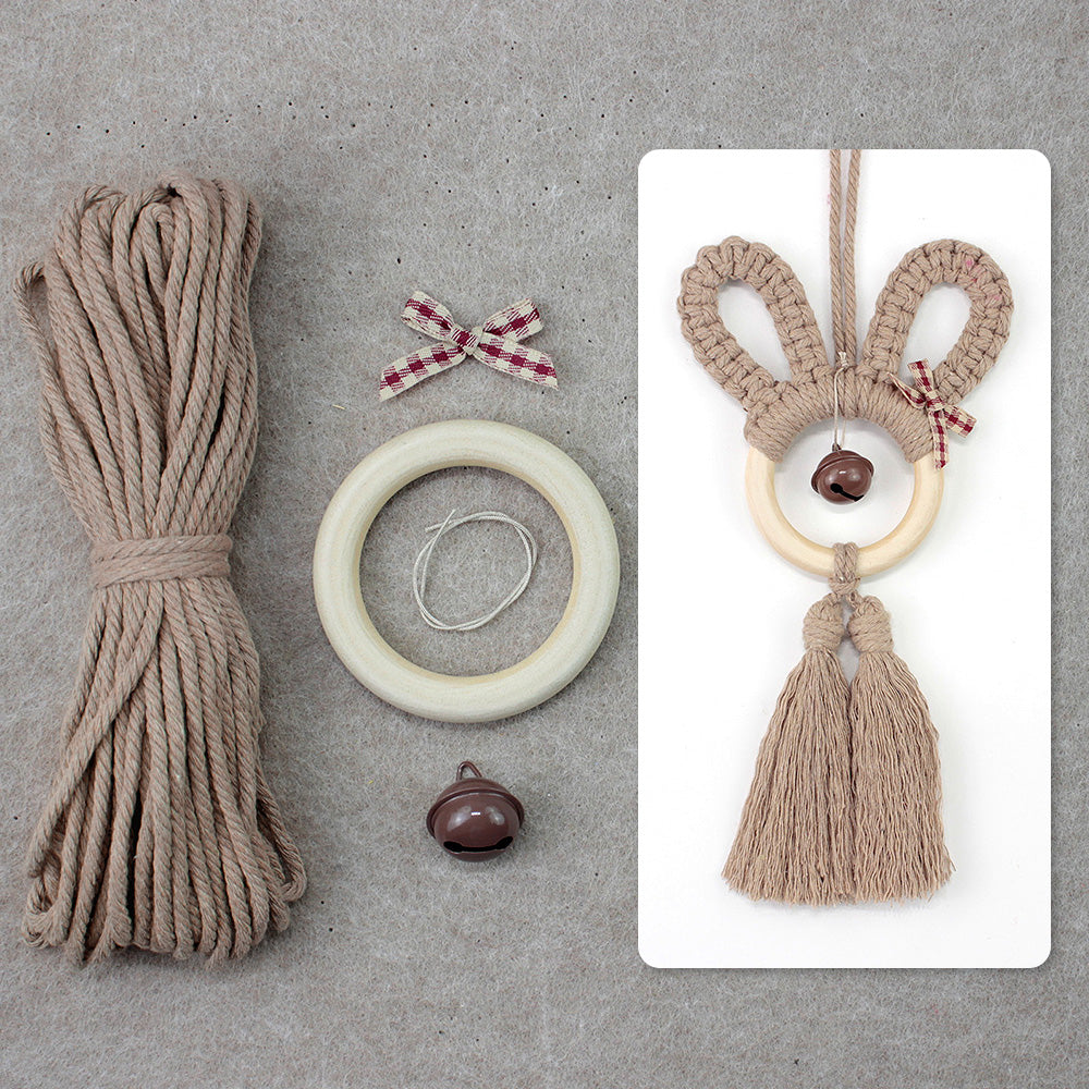 Macrame Kit Rabbit Ear Car Ornament Weaving Kit | Cute Rabbit | Animal Pendant | Beginner Weaving | Car Decoration | Handmade Gift